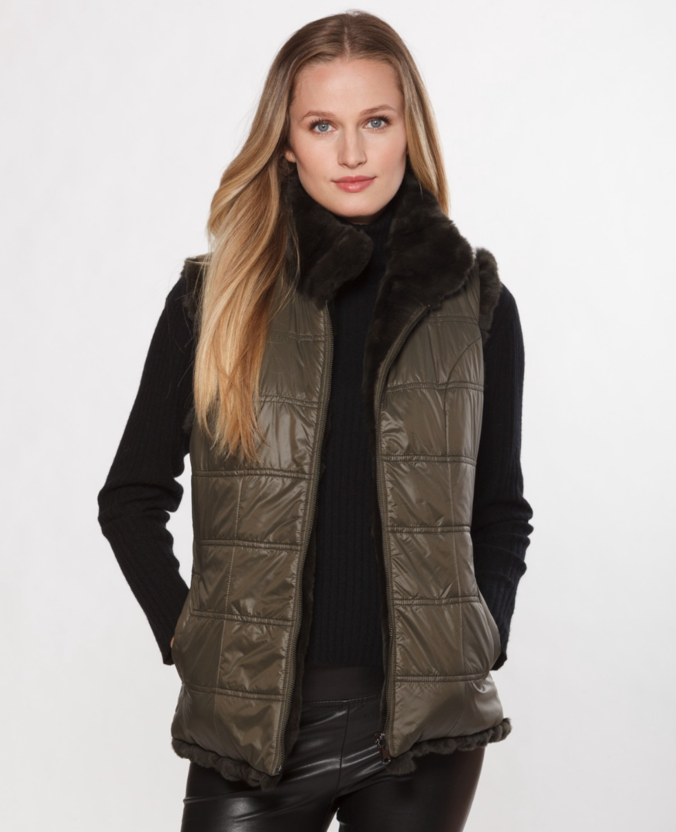 Linda Richards FK260 Rex Rabbit Reversible Vest 6 Colors